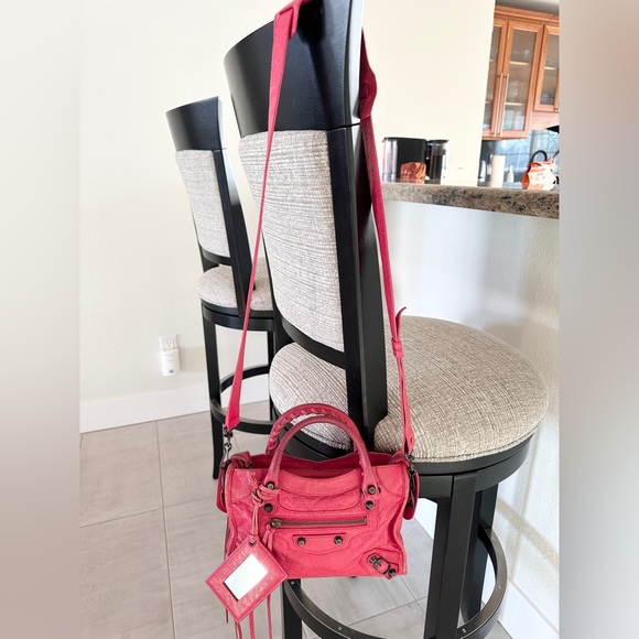 Authentic BALENCIAGA Agneau Classic Hardware Mini City in Red Lambskin Leather - Picture 11 of 17